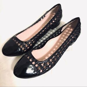 Taryn Rose Beatriz Woven Leather Black Flats Size 8.5